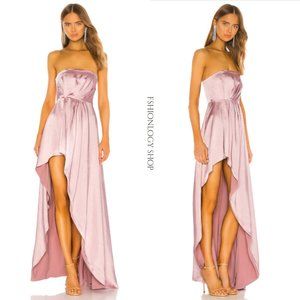 Lovers + Friends Parker Gown Hi Low Satin Dress